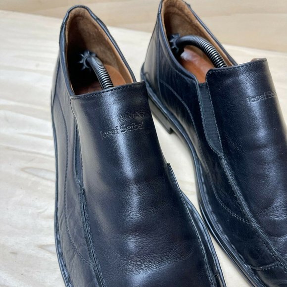 Josef Seibel Mens Leather Slip On Low Top Moc Toe Black Loafer Shoes Size US 13